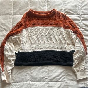 Planet Gold Multicolor Cable Knit Sweater